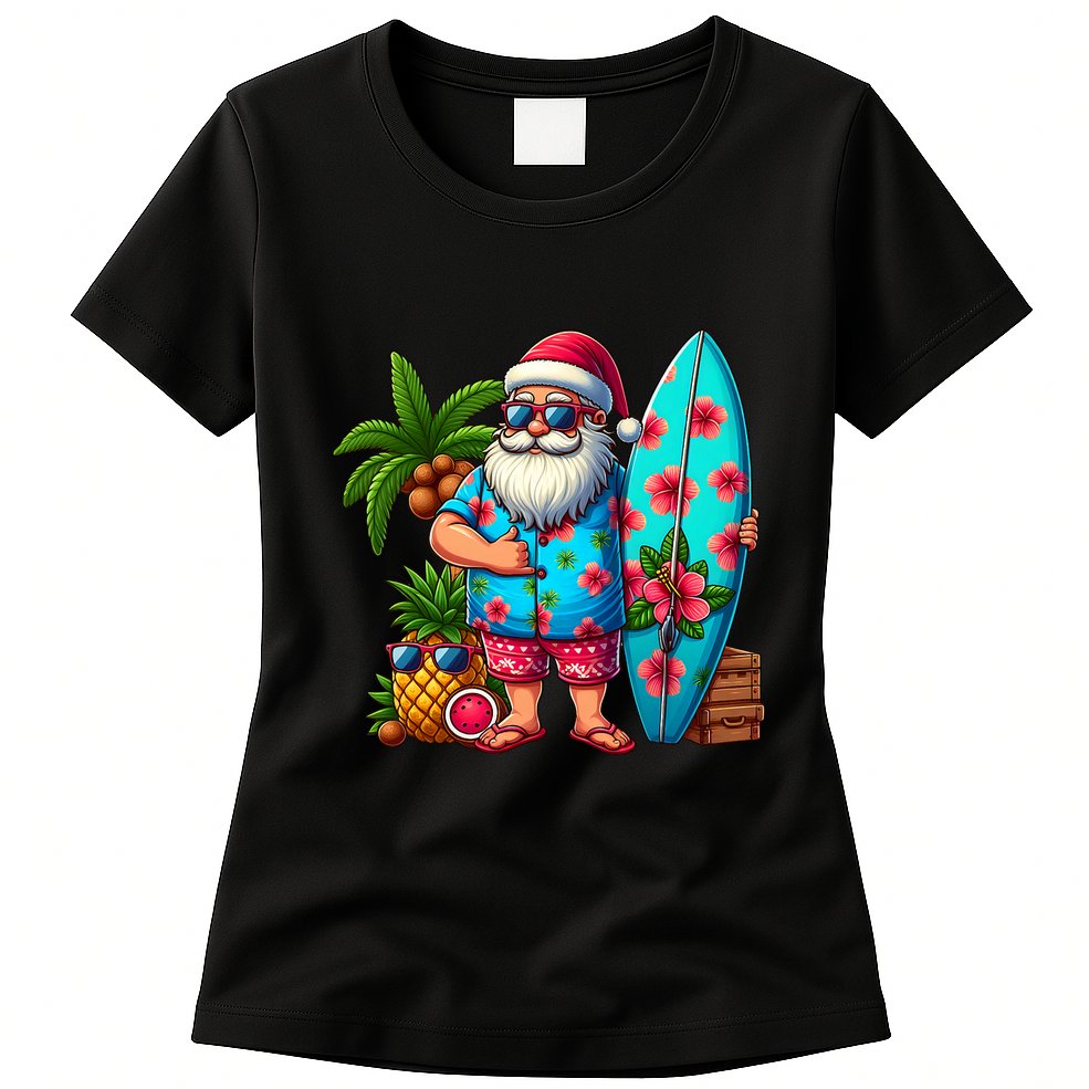 Christmas In July Santa Beach Summer Womens T-Shirt