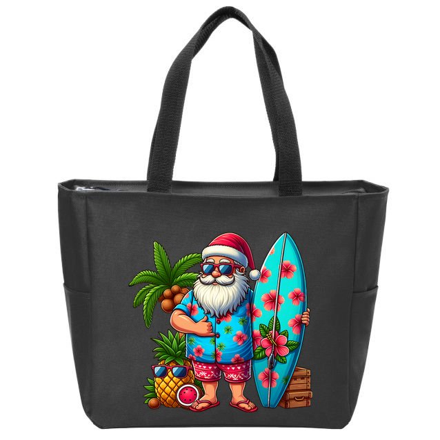 Christmas In July Santa Beach Summer Zip Tote Bag