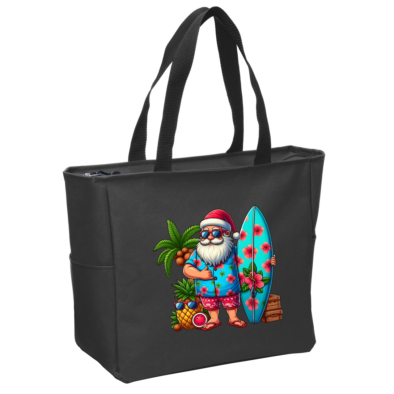 Christmas In July Santa Beach Summer Zip Tote Bag