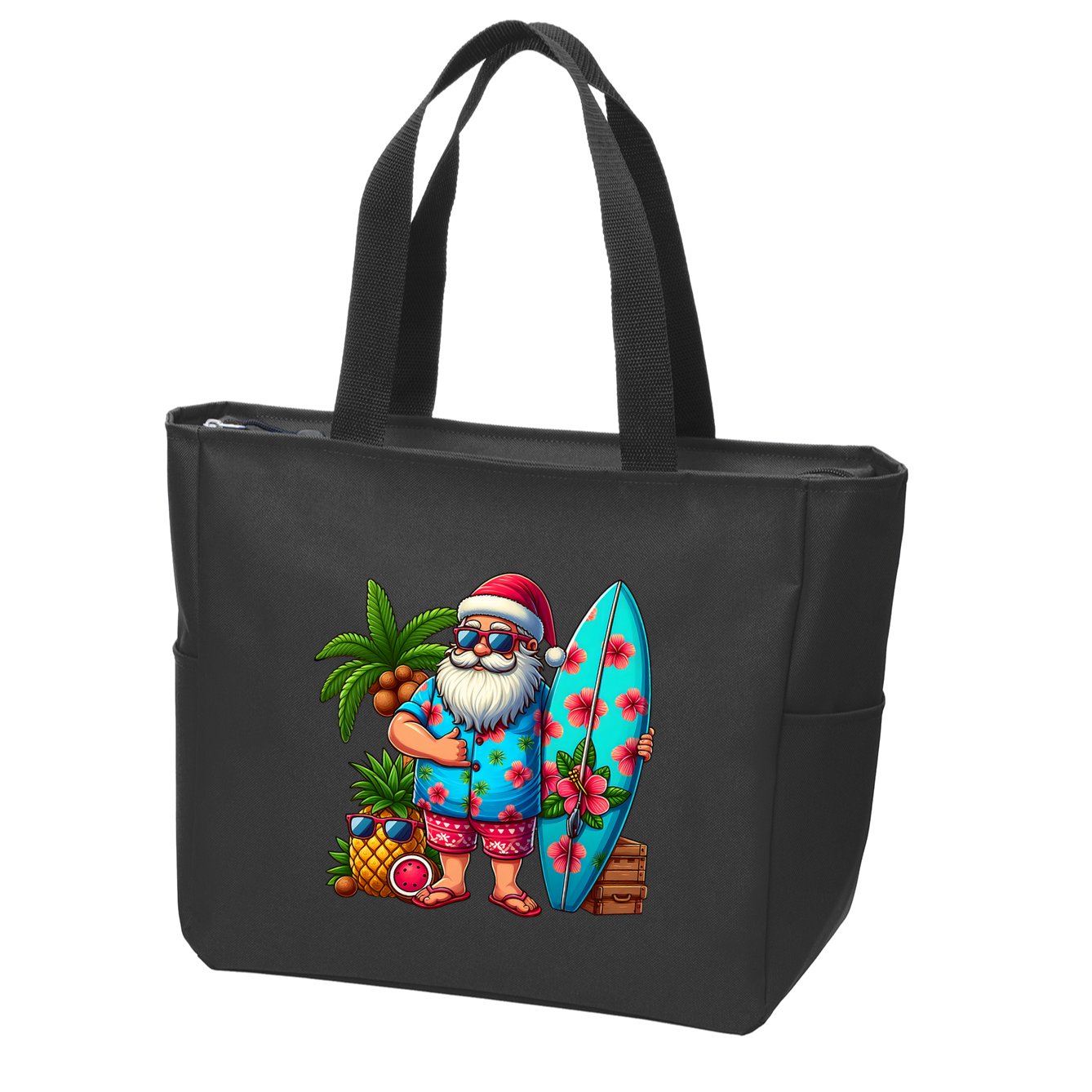 Christmas In July Santa Beach Summer Zip Tote Bag