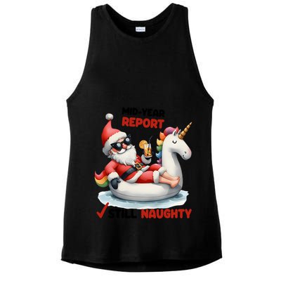 Christmas In July Santa On Unicorn Pool Float Still Naughty Ladies PosiCharge Tri-Blend Wicking Tank