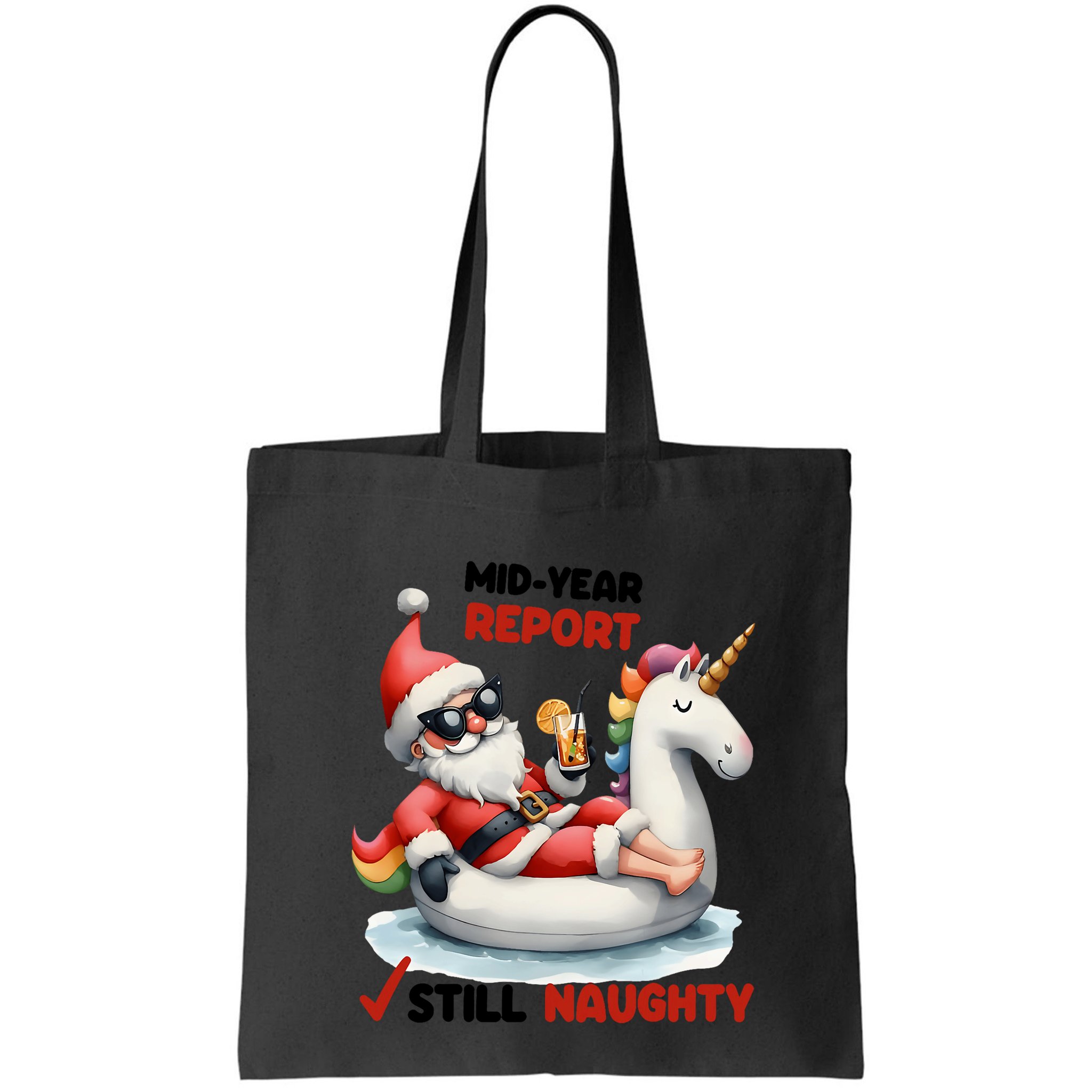 Christmas In July Santa On Unicorn Pool Float Still Naughty Bag