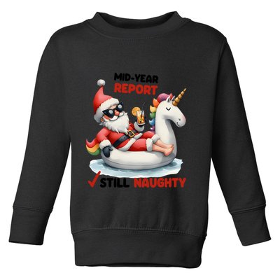 Christmas In July Santa On Unicorn Pool Float Still Naughty Toddler Sweatshirt