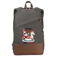 Christmas In July Santa On Unicorn Pool Float Still Naughty Cotton Canvas Backpack