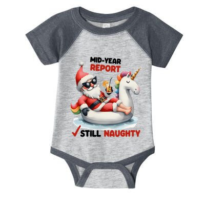 Christmas In July Santa On Unicorn Pool Float Still Naughty Infant Baby Jersey Bodysuit