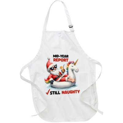 Christmas In July Santa On Unicorn Pool Float Still Naughty Apron