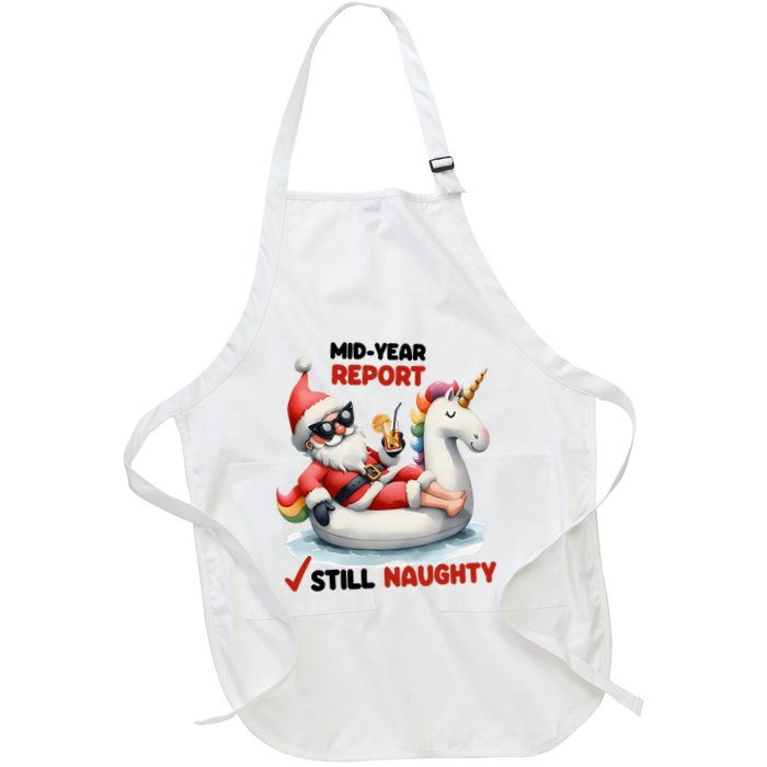 Christmas In July Santa On Unicorn Pool Float Still Naughty Apron