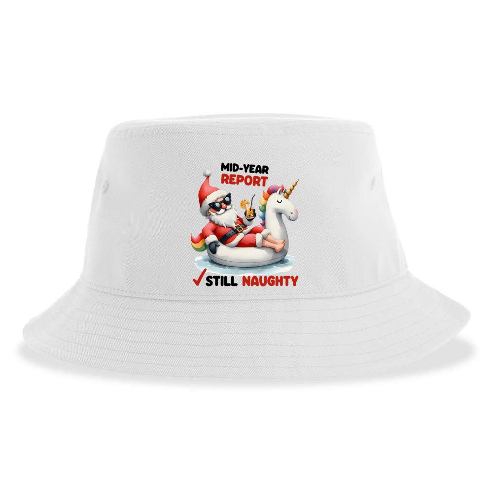 Christmas In July Santa On Unicorn Pool Float Still Naughty Sustainable Bucket Hat