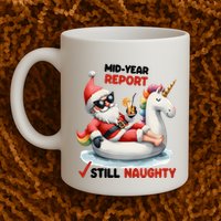 Christmas In July Santa On Unicorn Pool Float Still Naughty Mug