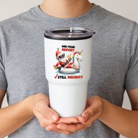 Christmas In July Santa On Unicorn Pool Float Still Naughty Tumbler