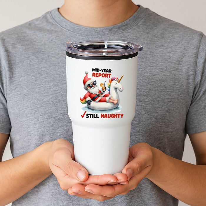 Christmas In July Santa On Unicorn Pool Float Still Naughty Tumbler