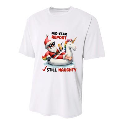 Christmas In July Santa On Unicorn Pool Float Still Naughty Youth Performance Sprint T-Shirt