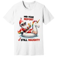Christmas In July Santa On Unicorn Pool Float Still Naughty Premium T-Shirt