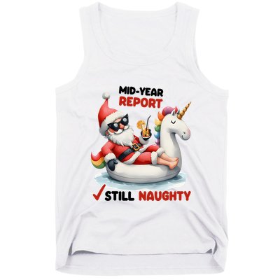 Christmas In July Santa On Unicorn Pool Float Still Naughty Tank Top