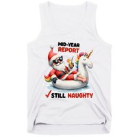 Christmas In July Santa On Unicorn Pool Float Still Naughty Tank Top
