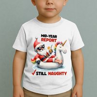 Christmas In July Santa On Unicorn Pool Float Still Naughty Toddler T-Shirt