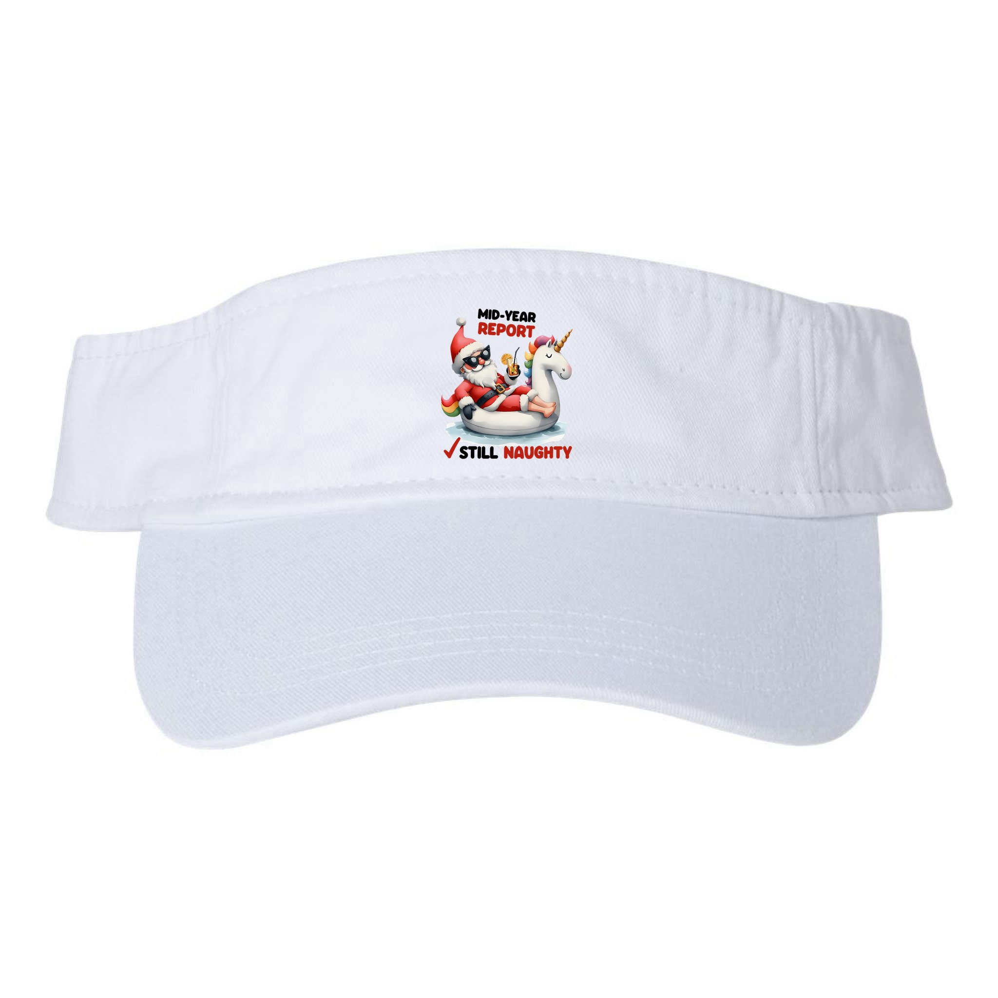 Christmas In July Santa On Unicorn Pool Float Still Naughty Visor