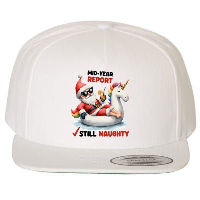 Christmas In July Santa On Unicorn Pool Float Still Naughty Wool Snapback Cap