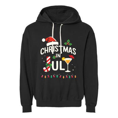 Christmas In July With Candy Cane For Summer Beach Xmas Garment-Dyed Fleece Hoodie