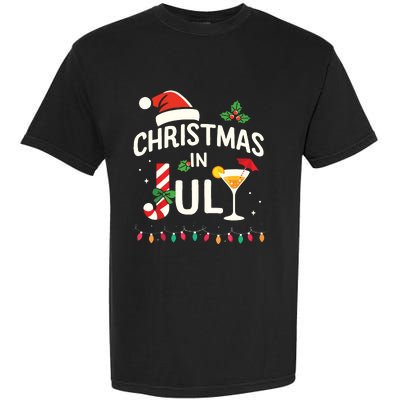 Christmas In July With Candy Cane For Summer Beach Xmas Garment-Dyed Heavyweight T-Shirt