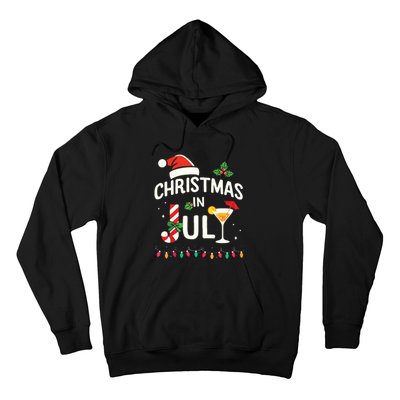 Christmas In July With Candy Cane For Summer Beach Xmas Hoodie