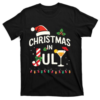 Christmas In July With Candy Cane For Summer Beach Xmas T-Shirt