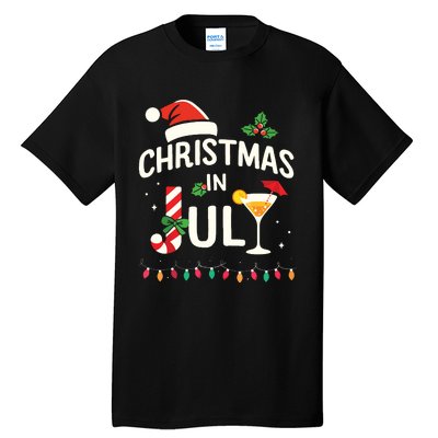 Christmas In July With Candy Cane For Summer Beach Xmas Tall T-Shirt