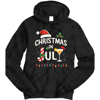 Christmas In July With Candy Cane For Summer Beach Xmas Tie Dye Hoodie