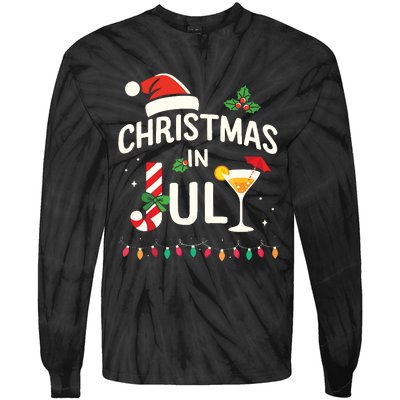 Christmas In July With Candy Cane For Summer Beach Xmas Tie-Dye Long Sleeve Shirt