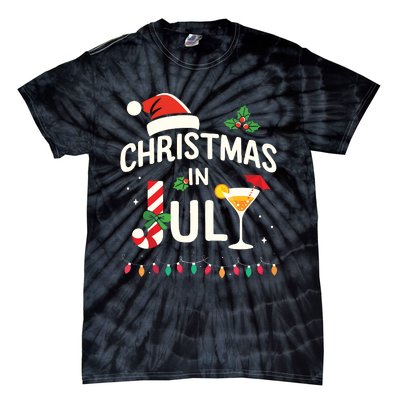 Christmas In July With Candy Cane For Summer Beach Xmas Tie-Dye T-Shirt