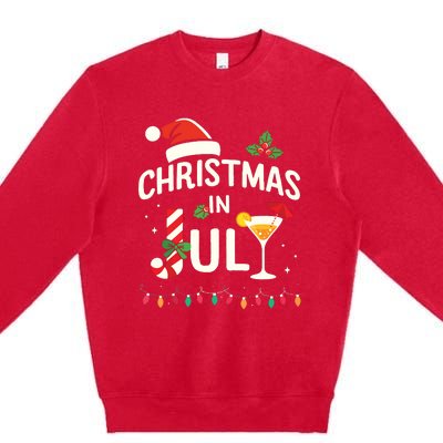 Christmas In July With Candy Cane For Summer Beach Xmas Premium Crewneck Sweatshirt