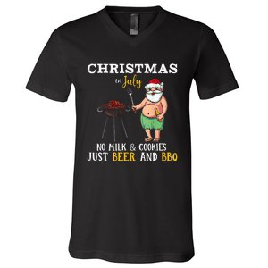 Christmas In July No Milk And Cookies Just Beer And BBQ V-Neck T-Shirt