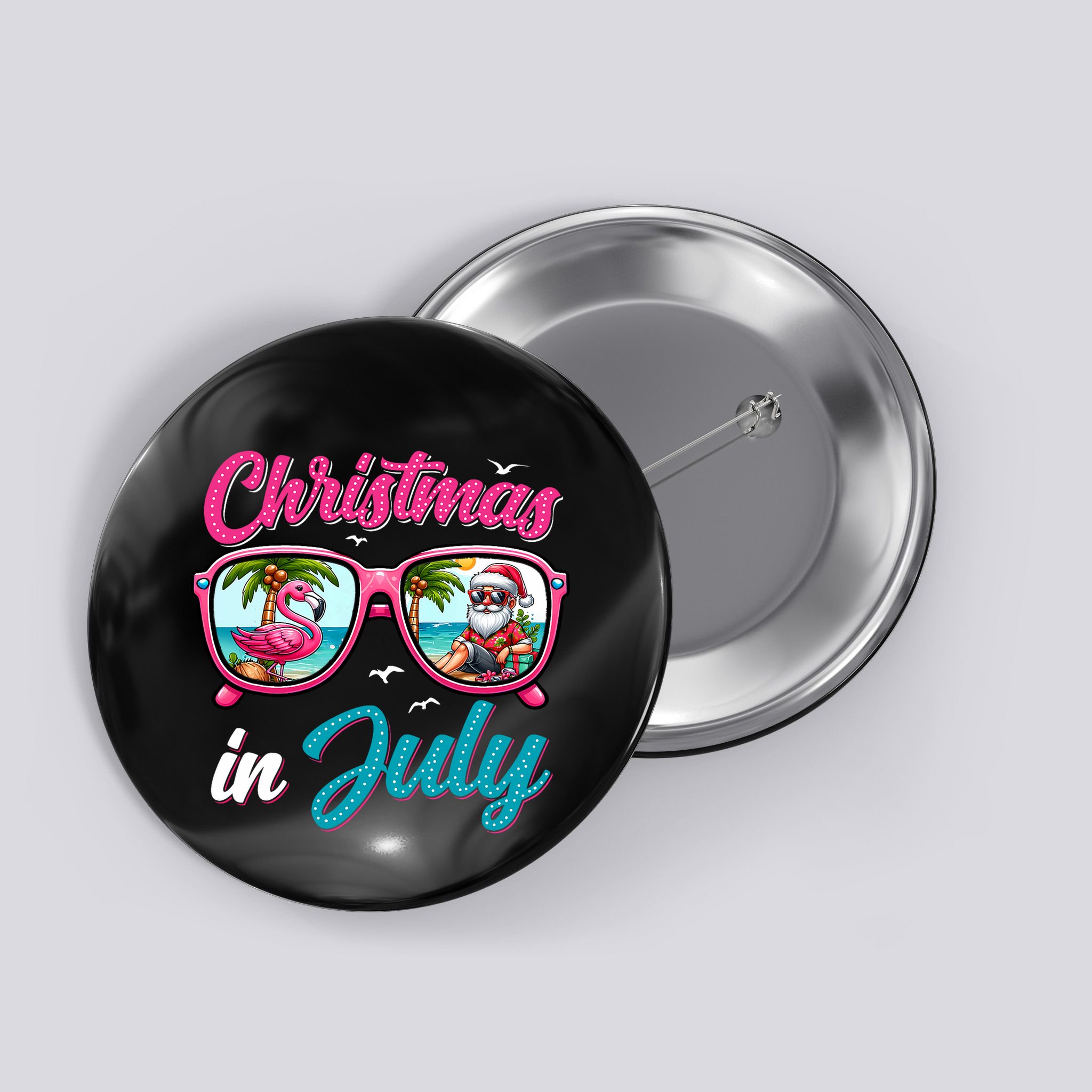 Christmas In July Santa Button