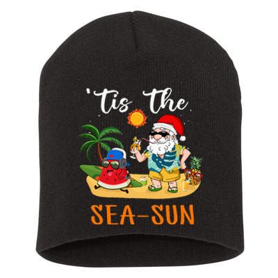 Christmas In July Santa Tis The Sea Sun Beach Fruit Juice Short Acrylic Beanie