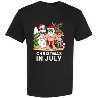 Christmas In July Santa And Friends Xmas Summer Garment-Dyed Heavyweight T-Shirt