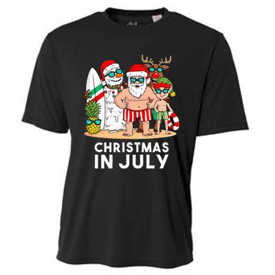 Christmas In July Santa And Friends Xmas Summer Cooling Performance Crew T-Shirt