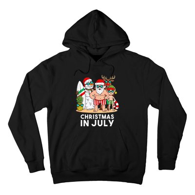 Christmas In July Santa And Friends Xmas Summer Hoodie