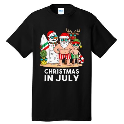 Christmas In July Santa And Friends Xmas Summer Tall T-Shirt