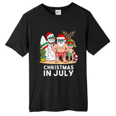 Christmas In July Santa And Friends Xmas Summer Tall Fusion ChromaSoft Performance T-Shirt