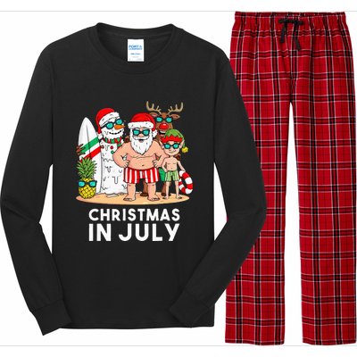 Christmas In July Santa And Friends Xmas Summer Long Sleeve Pajama Set