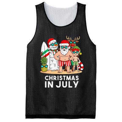 Christmas In July Santa And Friends Xmas Summer Mesh Reversible Basketball Jersey Tank