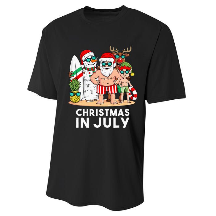 Christmas In July Santa And Friends Xmas Summer Performance Sprint T-Shirt