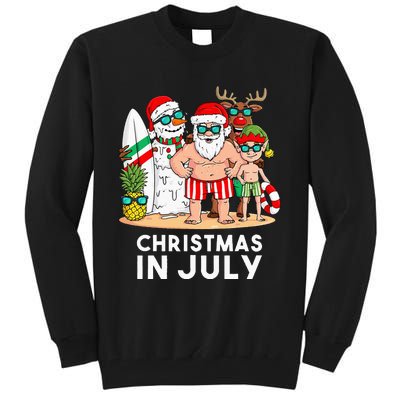 Christmas In July Santa And Friends Xmas Summer Tall Sweatshirt