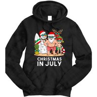 Christmas In July Santa And Friends Xmas Summer Tie Dye Hoodie