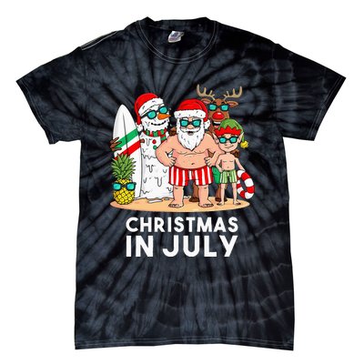 Christmas In July Santa And Friends Xmas Summer Tie-Dye T-Shirt