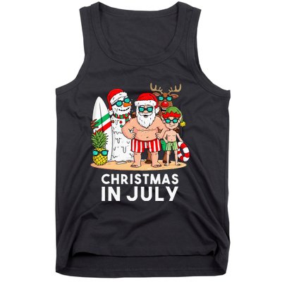 Christmas In July Santa And Friends Xmas Summer Tank Top