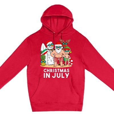 Christmas In July Santa And Friends Xmas Summer Premium Pullover Hoodie