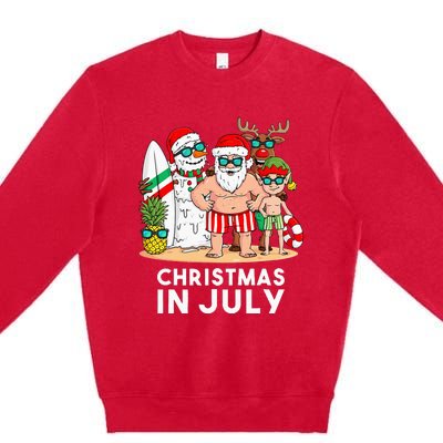 Christmas In July Santa And Friends Xmas Summer Premium Crewneck Sweatshirt