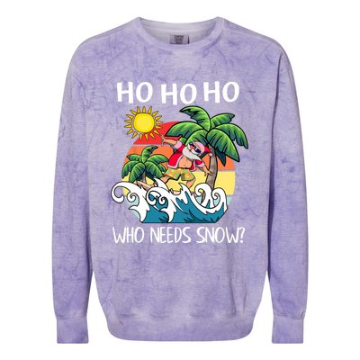 Christmas In July Funny Santa Surfing Summer Beach Vacation Colorblast Crewneck Sweatshirt