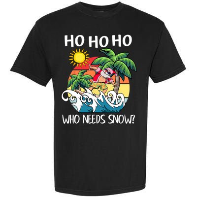 Christmas In July Funny Santa Surfing Summer Beach Vacation Garment-Dyed Heavyweight T-Shirt